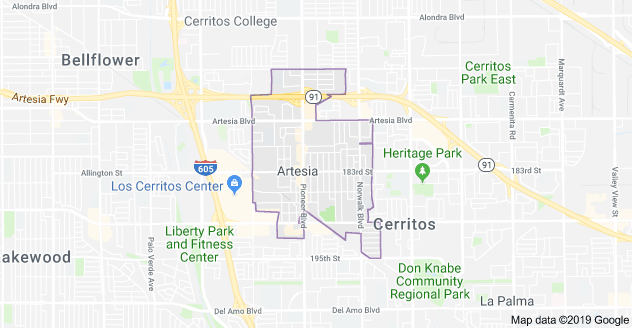 Map of Artesia, CA